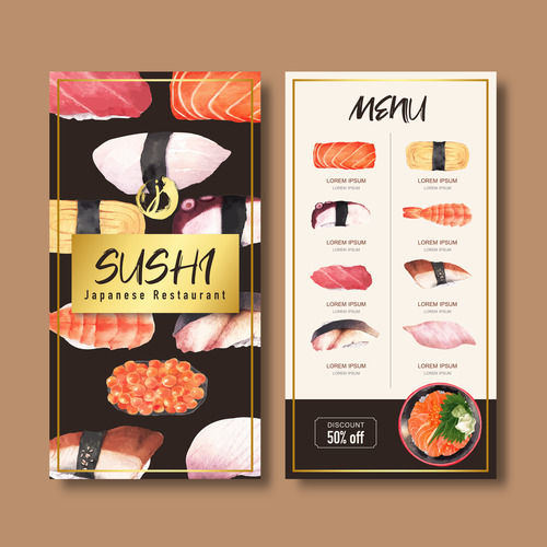 Sashimi sushi menu vector