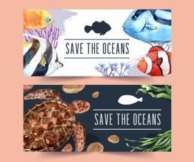 Save the oceans banner vector