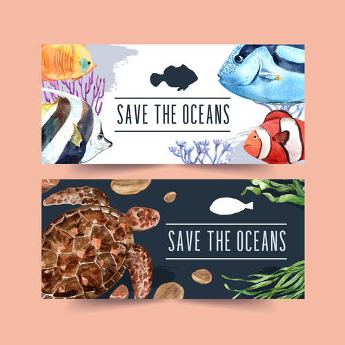 Save the oceans banner vector