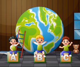 School children cartoon background vector