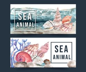 Sea animal banner vector