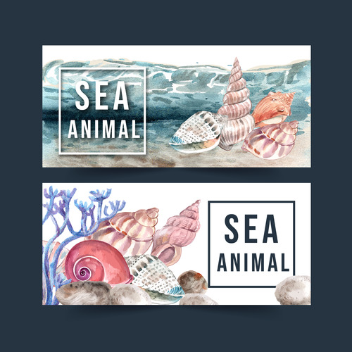 Sea animal banner vector