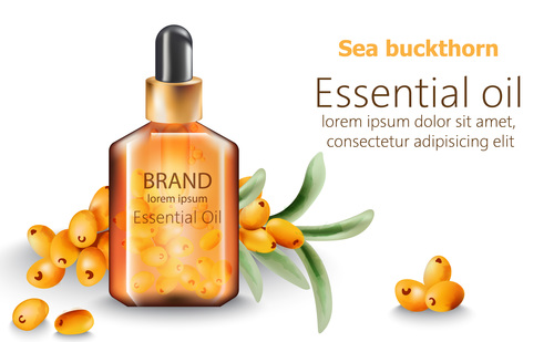 Sea buckthorn ingredient cosmetic ad vector