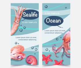 Sealife watercolor vector illustration