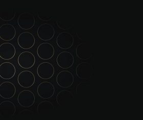 Seamless gold circle grid pattern on black background vector