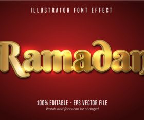 Shiny Gold Ramadan Text Effect Vector