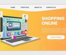 Shopping guide landing page template vector