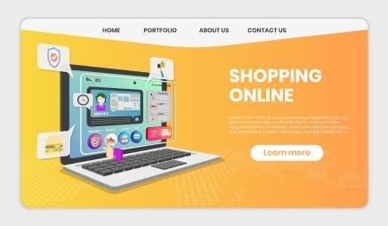 Shopping guide landing page template vector