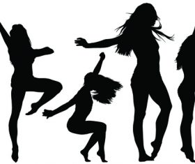 Silhouetted dancing young woman vector