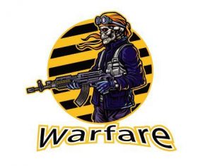 Skull mercenary soldier esport logo vector