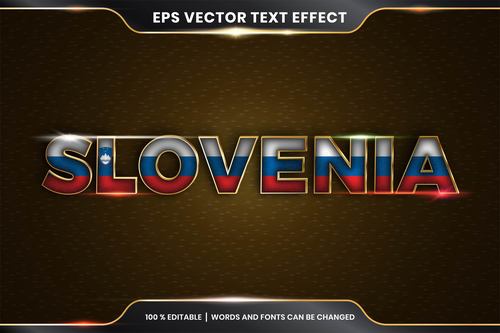 Slovenia country name editable font effect text vector