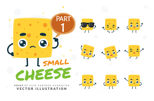 Small cheese cartoon character vector