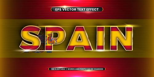 Spain country name editable font effect text vector