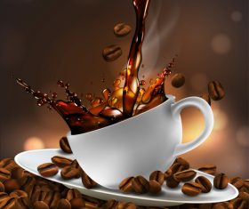 Splash coffee advertising vector illustration