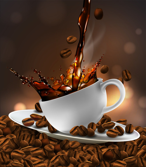 Splash coffee advertising vector illustration