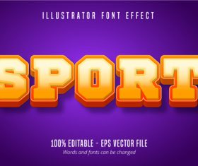 Sport text 3D editable vector