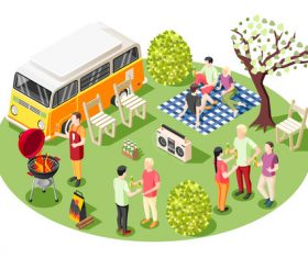 Spring outing BBQ party vector