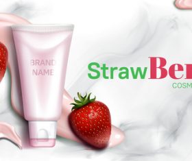 Strawberry and berry ingredients cosmetic ads vector
