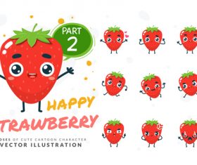 Strawberry cartoon character vector