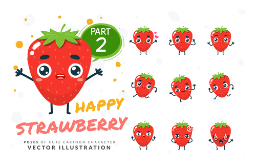 Strawberry cartoon character vector