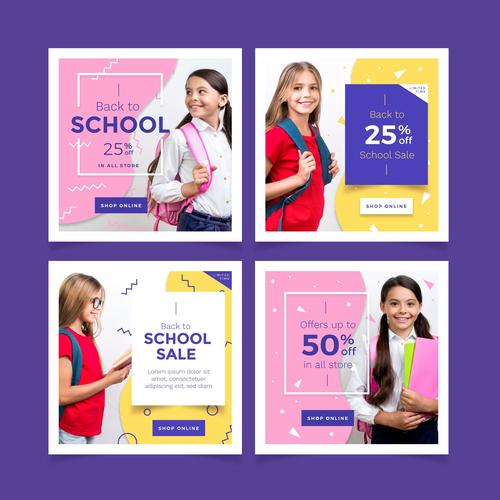 Student supplies promotional cover vector