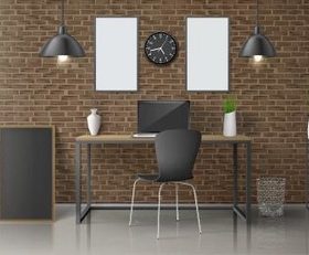 Study room interior background vector
