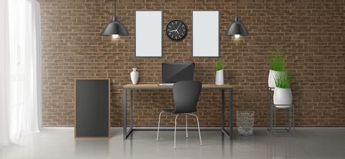 Study room interior background vector free download