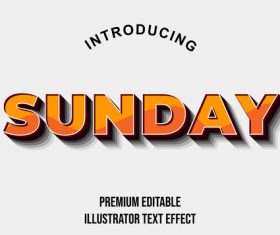Sunday editable font effect text illustration vector
