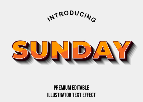 Sunday editable font effect text illustration vector
