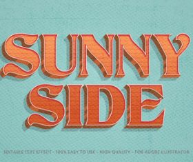 Sunny side editable font effect text vector
