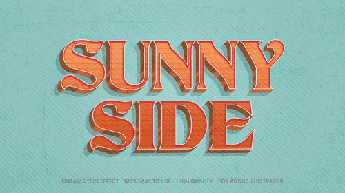 Sunny side editable font effect text vector