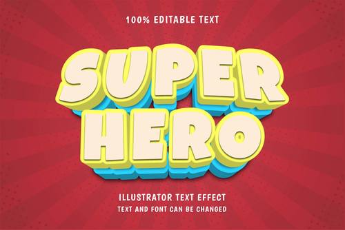 Super hero done editable font effect text vector