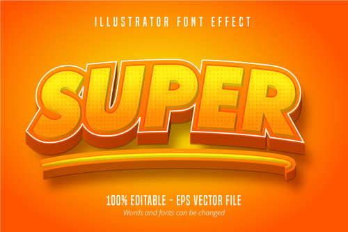 Super text 3D editable font vector