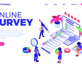 Survey banners with isometric vector illustratio