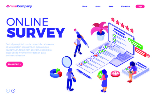Survey banners with isometric vector illustratio
