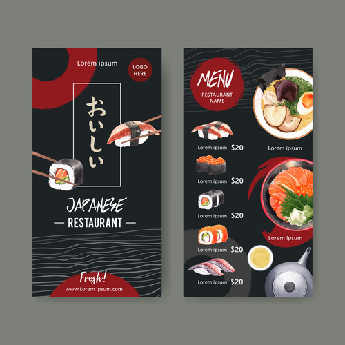 Sushi price menu vector