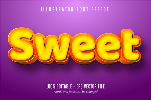 Sweet text 3D editable font vector