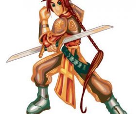 Swordsman cartoon character vector