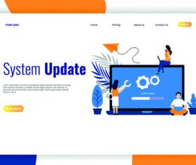 System update banners with isometric vector illustration