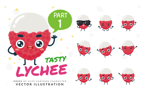 Tasty lychee cartoon character vector