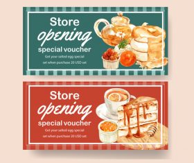 Tea and dessert watercolor vector illustration poster