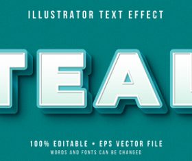 Teal editable font effect text illustration vector