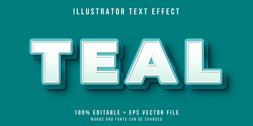 Teal editable font effect text illustration vector