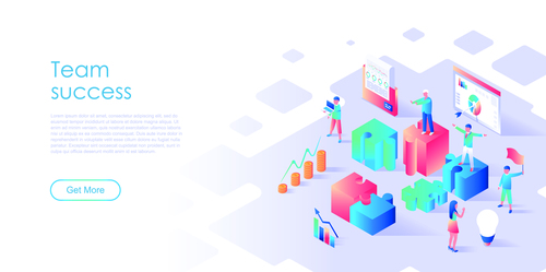 Team success flat design isometric concept vector