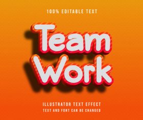 Team work editable font ffecte text vector