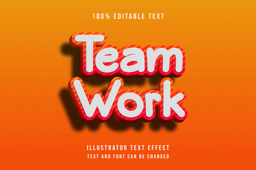 Team work editable font ffecte text vector