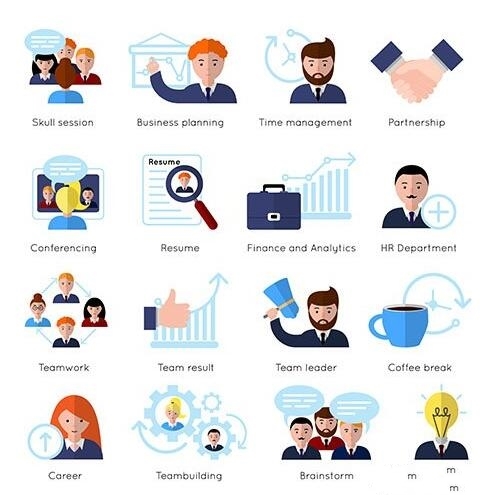 Teamwork flat elements set vector