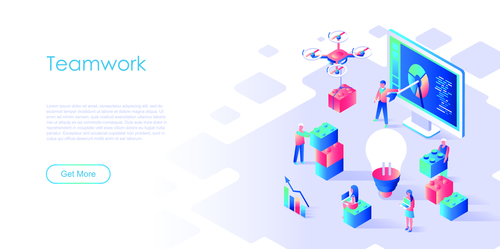 Teawork flat design isometric concept vector