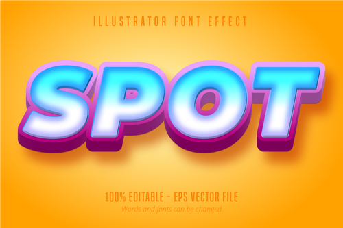 Text 3D spot editable font vector