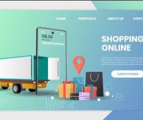 Timely delivery for shopping template landing page vector